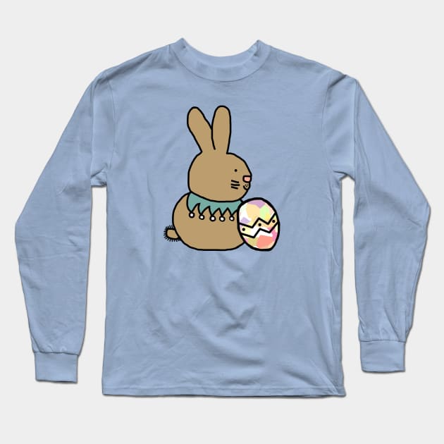 Bunny Rabbit Holding Easter Egg Long Sleeve T-Shirt by ellenhenryart